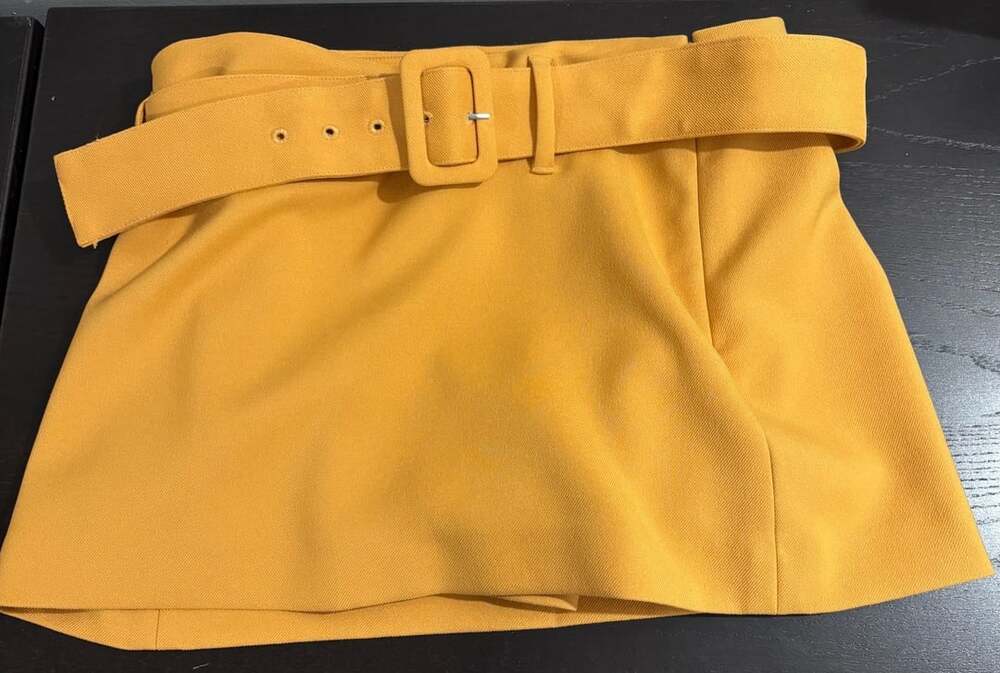 Express Belted Mini Skirt Size 6 Yellow Twill